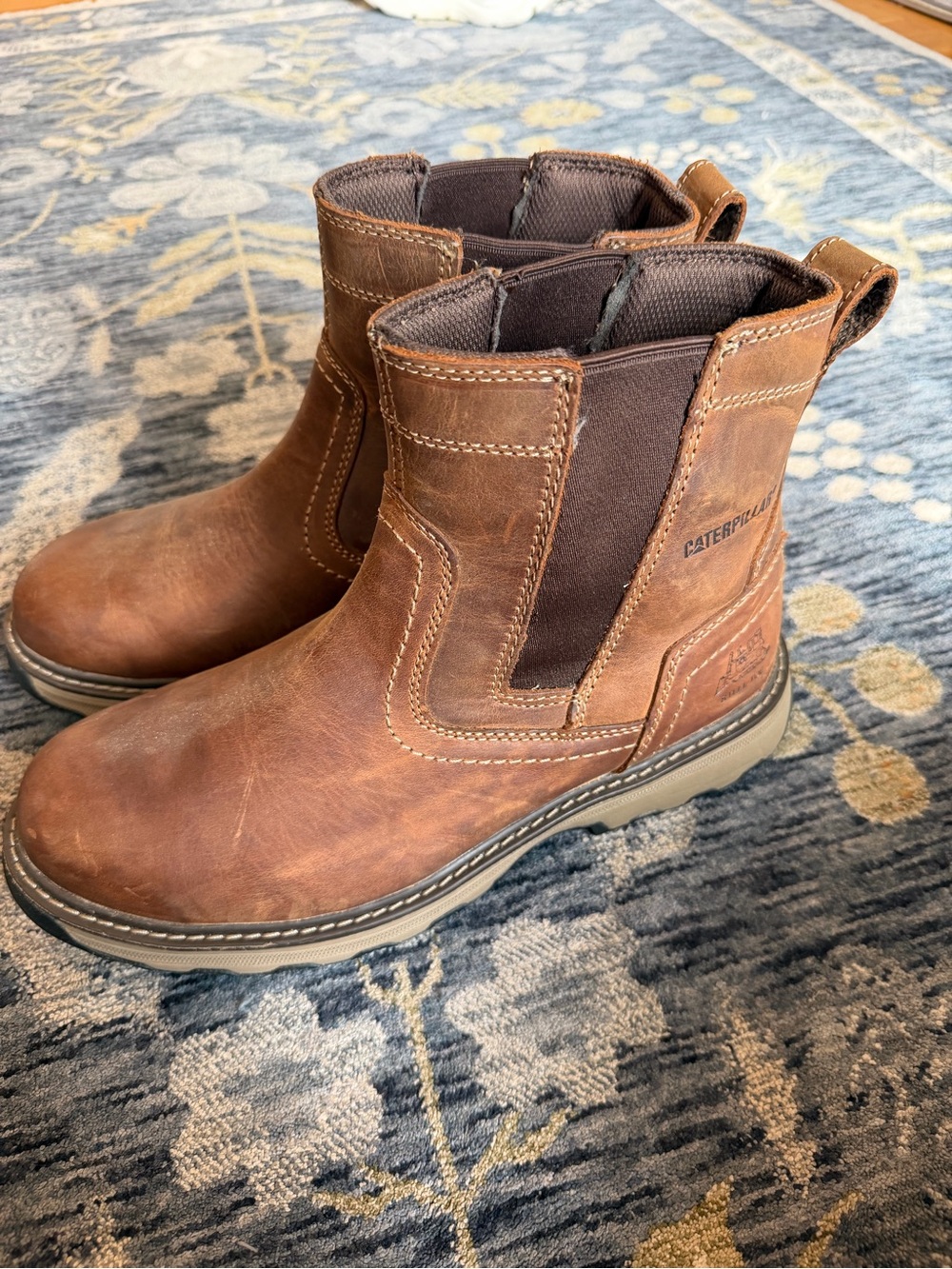 Caterpillar Brown Leather Chelsea Work Boots